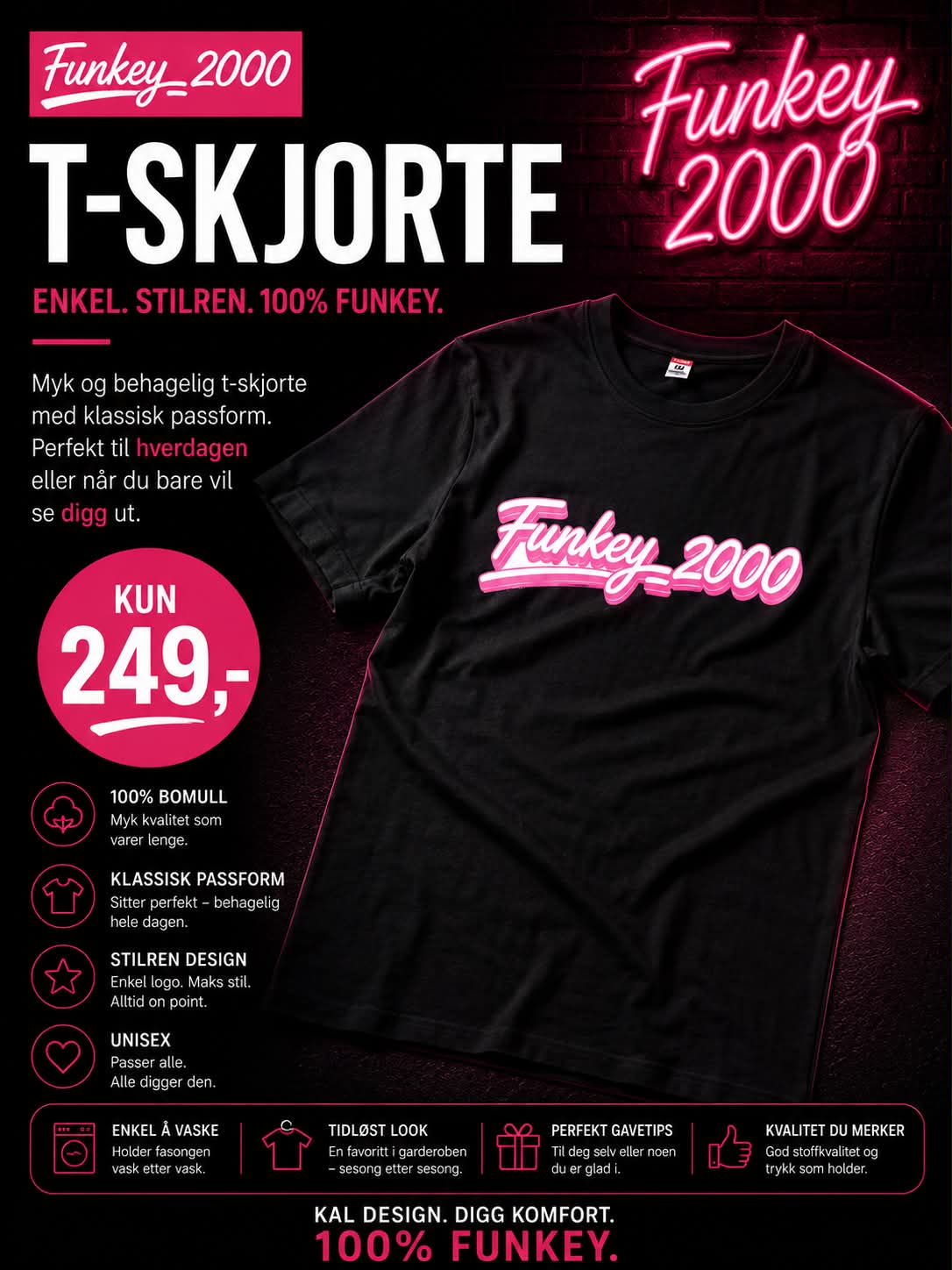 Svart Funkey_2000 T-skjorte
